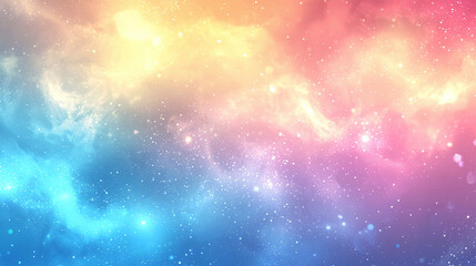 abstract outer space with bright colors. The upper part is dominated by warm shades such as yellow and orange, which smoothly turn into pink and purple tones on the right.