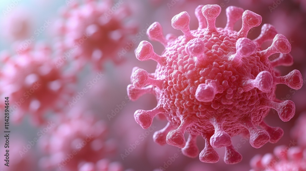 Poster a microscopic image of a pink corona cell with visible cellular structures
