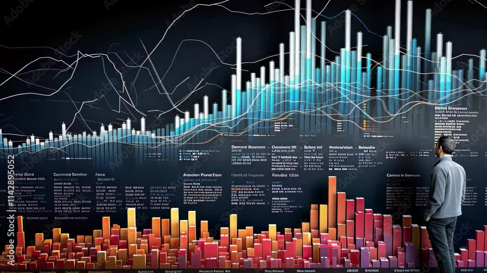 Poster exploring data trends through high-quality visualizations in a modern workspace