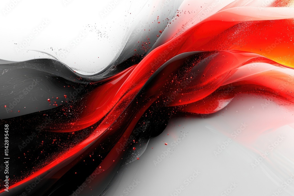 Poster a vibrant red wave on a dark black abstract background, suitable for use in designs related to energ