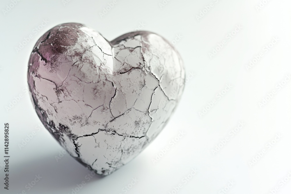 Poster a clear heart-shaped glass object sits on a white surface, ready for use or display