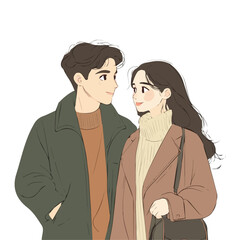 Couple with Modest Style Vector Illustration | Elegant and Contemporary Fashion Artwork for Logos & Digital Designs  
