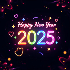happy new year neon glowing text celebration events parties worldwide tonight tomorrow nights