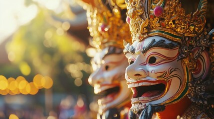 Obraz premium Vibrant Traditional Dancers with Colorful Masks