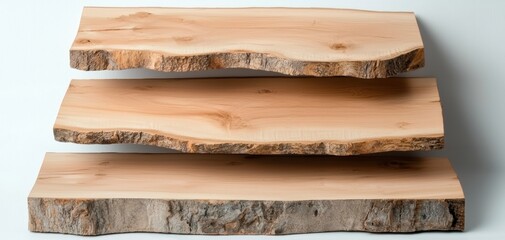 Collection of custom wooden wall shelves with natural edges rustic style ideal for cozy interiors and functional home decor