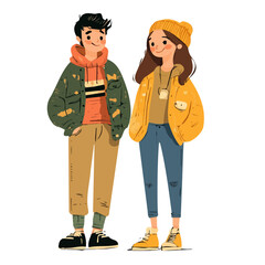 Couple with Normcore Style Vector Illustration | Casual Minimalist Fashion Artwork for Logos & Digital Designs  

