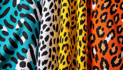Exploring vibrant textiles featuring unique leopard patterns in bold colors and unconventional materials