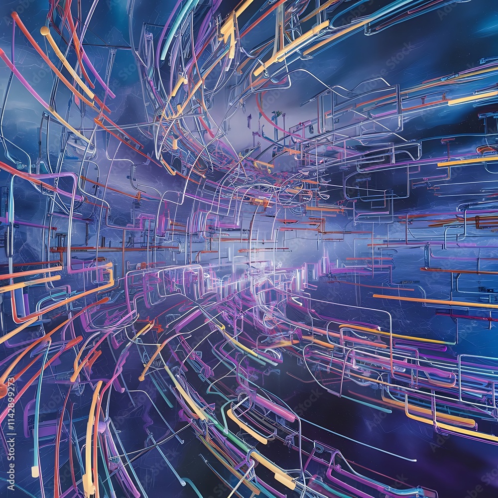 Poster abstract colorful lines vector background internet big data and technology connections concept abstr