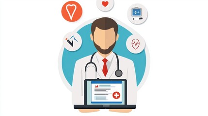 Individual accessing health records via secure online platform easy and private access to medical information for patients