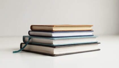 Fototapeta premium Book Stack Mockup. Stack of colorful books on white background and copy space