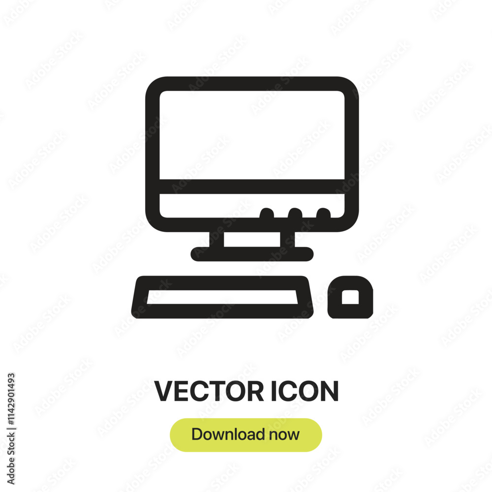 Poster computer icon vector. linear-style sign for mobile concept and web design. computer symbol illustrat