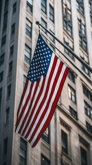 American Flag Hanging on a Building
