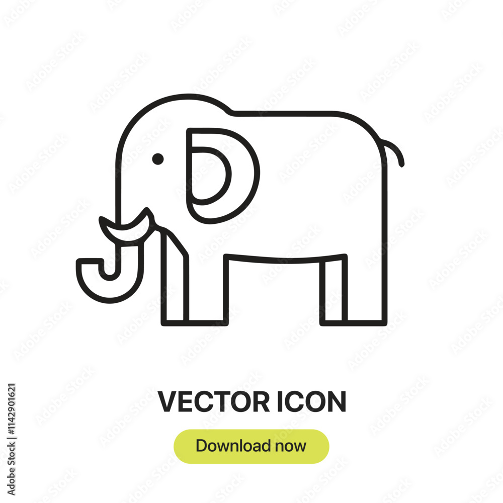 Poster elephant icon vector. linear-style sign for mobile concept and web design. elephant symbol illustrat
