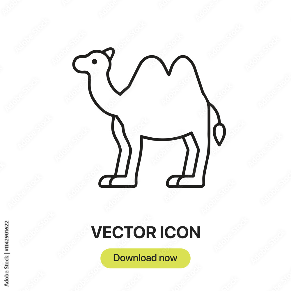Poster camel icon vector. linear-style sign for mobile concept and web design. camel symbol illustration. p