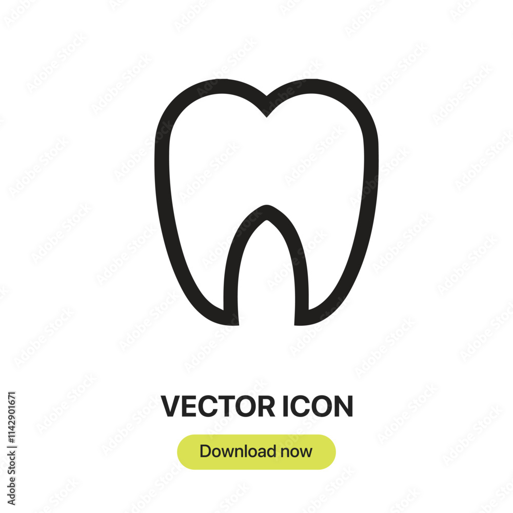 Poster Tooth icon vector. Linear-style sign for mobile concept and web design. Tooth symbol illustration. Pixel vector graphics - Vector.