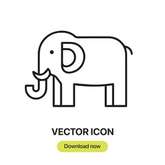Elephant icon vector. Linear-style sign for mobile concept and web design. Elephant symbol illustration. Pixel vector graphics - Vector.
