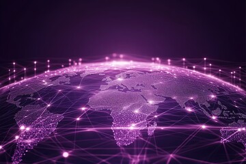 A purple globe with a network of lines connecting it