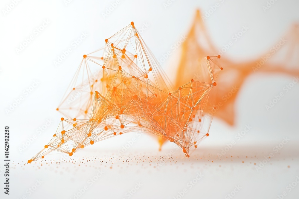 Poster a series of orange lines and dots are connected to form a shape