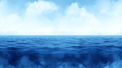 Obraz premium Serene Ocean Meets Cloudy Sky A Peaceful Vista