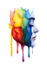 Rainbow-colored melting face art illustration