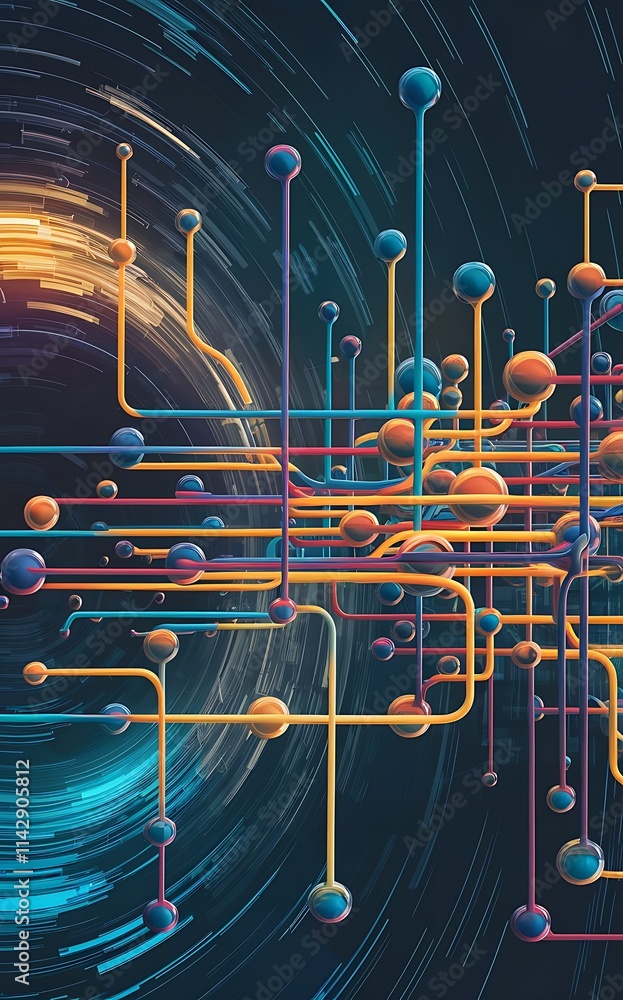 Poster abstract colorful lines vector background internet big data and technology connections concept abstr
