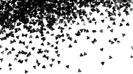 Stipple dot background with black and white hearts, on transparent background. Halftone pattern. PNG