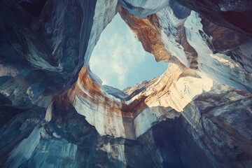 A natural hole in a rock formation, suitable for outdoor and nature-themed uses