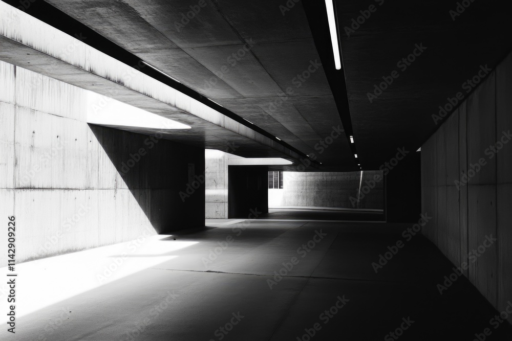 Poster a black and white photo of an empty building with no signs of life