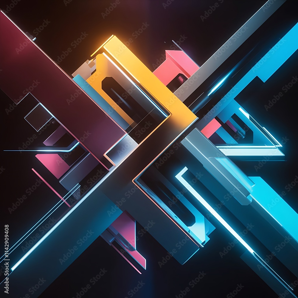 Poster abstract background with colorful geometric elements technology design