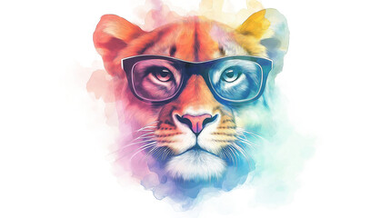 Obraz premium Watercolor-style glasses of animal mammal isolated on a white background