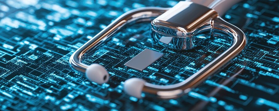 Close-up of secure electronic health record system concept of protecting private medical data and ensuring patient confidentiality