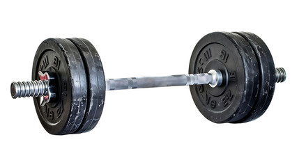 Fototapeta premium Black isolated barbell on transparent background. PNG