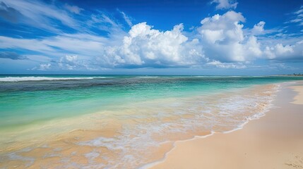 Obraz premium punta cana travel destination showcasing stunning beaches and clear turquoise waters, vibrant tropical scenery inviting exploration and relaxation under a bright blue sky