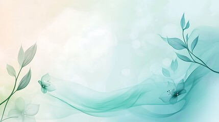 Abstract Teal Floral Design With Flowing Lines