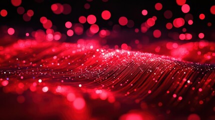 red glow particle abstract bokeh background creating a warm and inviting atmosphere, ideal for festive projects, with shimmering lights that evoke celebration and joy in an artistic manner