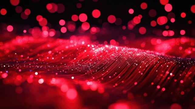 red glow particle abstract bokeh background creating a warm and inviting atmosphere, ideal for festive projects, with shimmering lights that evoke celebration and joy in an artistic manner