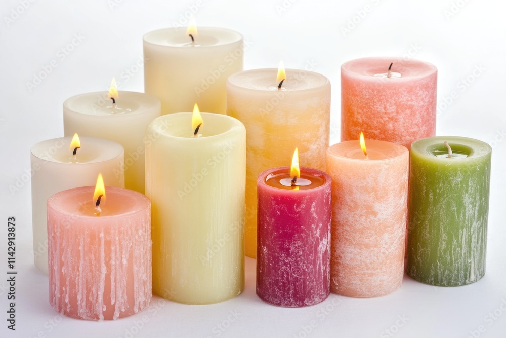 Poster a collection of candles placed side by side