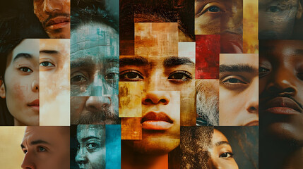 A collage of diverse faces with the words We are all the same in bold text -