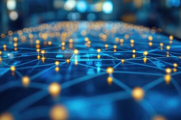 Close-up shot of interconnected lights forming a network