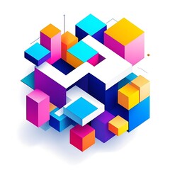 Obraz premium Geometric green abstract background with trendy isometric shapes minimal universal banner templates in memphis style dynamic composition vector illustration