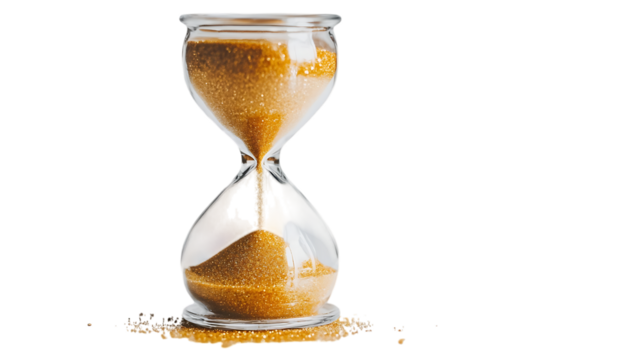 hourglass with sand on transparent background.