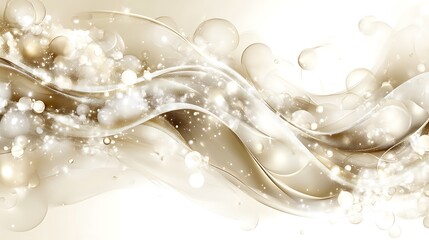 Elegant Gold Waves With Sparkling Bubbles Abstract Design