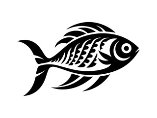 Hand-drawn Fish Illustration in Line Art Style Featuring Detailed Lines and Artistic Design for Fishing and Marine Themes