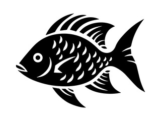 Hand-drawn Fish Illustration in Line Art Style Featuring Detailed Lines and Artistic Design for Fishing and Marine Themes