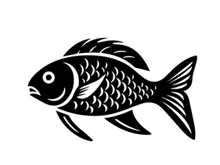 Hand-drawn Fish Illustration in Line Art Style Featuring Detailed Lines and Artistic Design for Fishing and Marine Themes