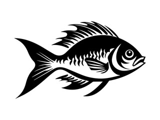 Hand-drawn Fish Illustration in Line Art Style Featuring Detailed Lines and Artistic Design for Fishing and Marine Themes