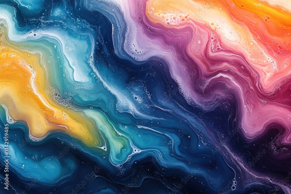 Poster a vibrant and dynamic close-up shot of a colorful fluid painting