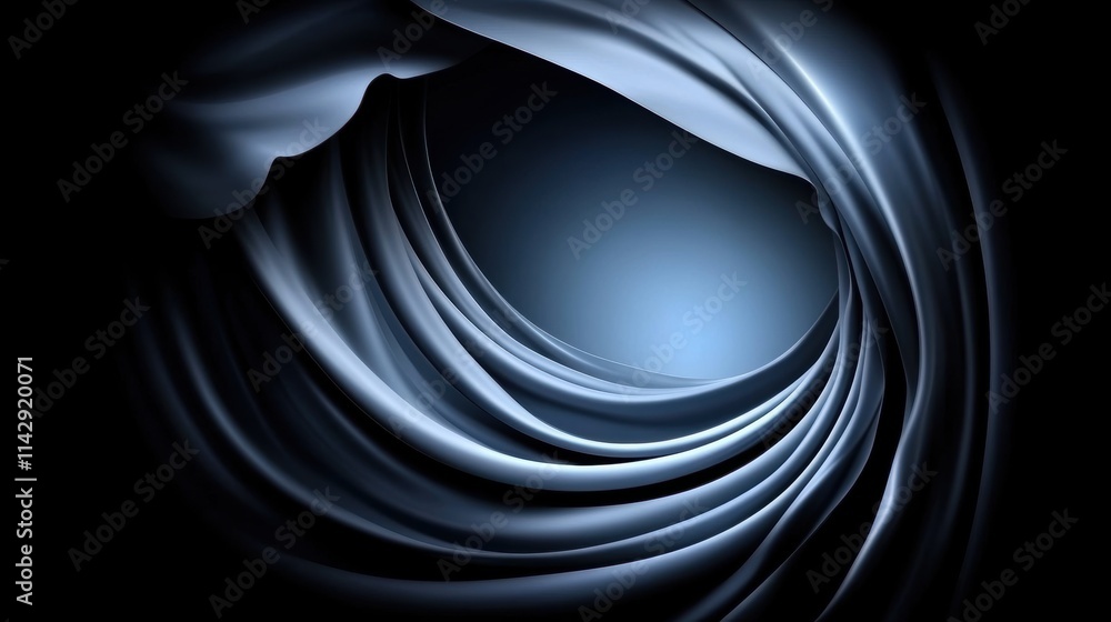 Aufkleber abstract flowing fabric-like shapes in dark blue tones. 3d rendering with smooth curves