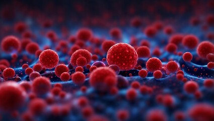 Fototapeta premium Blood Cells Under Microscope, Blood, Cells, Under Microscope, Science, Biology
