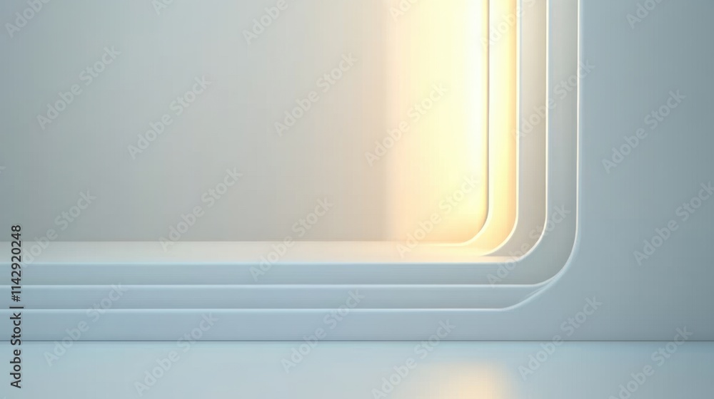 Poster modern architectural curved lighted corner background. abstract minimal mockup with copy space